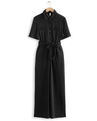 & Other Stories - & Belted Wide Leg Knit Jumpsuit - Lyst