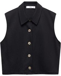 Mango - Crop Sleeveless Button-up Shirt - Lyst