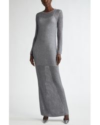 St. John - Sequin Long Sleeve Mesh Knit Gown - Lyst