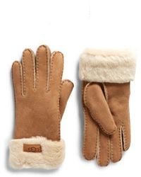 UGG - Genuine Shearling Turn Cuff Gloves - Lyst