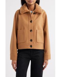 Sam Edelman - Crop Jacket With Faux Shearling Collar - Lyst