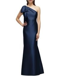 Alfred Sung - Bow One-Shoulder Satin Twill Mermaid Gown - Lyst