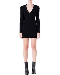 Grey Lab - Power Shoulder Long Sleeve Knit Minidress - Lyst