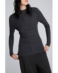 Kenneth Cole - Long Sleeve Mock Neck Variegated Rib Top - Lyst