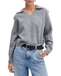 Mango - Padded Shoulder Polo Sweater - Lyst