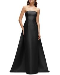 Alfred Sung - Strapless Satin Twill Column Gown With Removable Train - Lyst