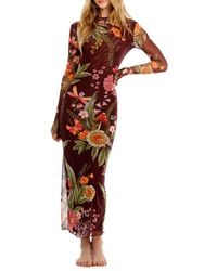 Agua Bendita - Robin Mbar Long Sleeve Mesh Cover-Up Dress - Lyst