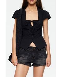 Lioness - Kendall Split Front Cotton Button-Up Top - Lyst