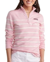 Vineyard Vines Shep Stripe Dreamcloth Quarter Zip Pullover - Pink