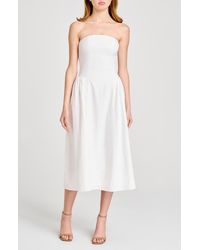 Wayf - Giulia Strapless Linen Blend Midi Sundress - Lyst