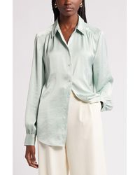 Nordstrom - Textured Shirred Button-up Shirt - Lyst