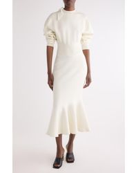Givenchy - Long Sleeve Bow Wool & Cotton Blend Trumpet Sweater Dress - Lyst