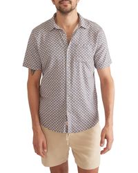 Marine Layer - Wave Print Short Sleeve Stretch Button-up Shirt - Lyst