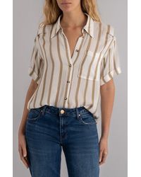 Kut From The Kloth - Aida Stripe Cotton Button-Up Top - Lyst