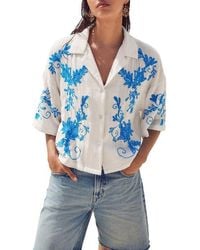 Next - Embroidered Cotton Button-Up Camp Shirt - Lyst