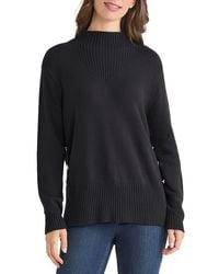 Jones New York - Button Detail Rib Funnel Neck Sweater - Lyst
