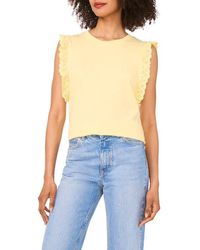 Two By Vince Camuto - Ruffle Eyelet Tank Top - Lyst