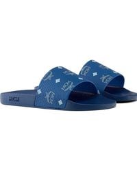MCM - Monogram Print Rubber Slides - Lyst