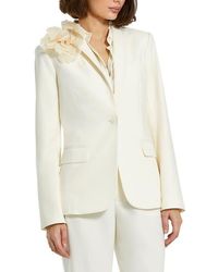 Mac Duggal - Classic Crepe Blazer Jacket With Flower - Lyst