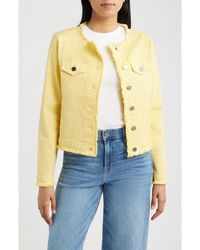 Apny - Frayed Collarless Denim Jacket - Lyst