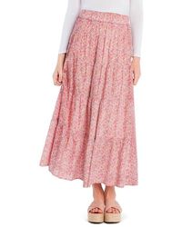 Billy T - Wild Floral Tiered Cotton Blend Maxi Skirt - Lyst