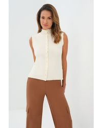 Anatomie - Viola Sweater Knit Sleeveless Button Down Top - Lyst