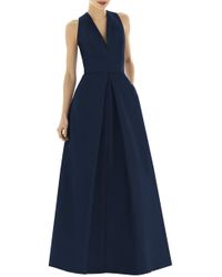 V neck dupioni evening gown alfred sunglasses