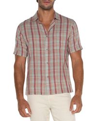 Liverpool Los Angeles - Plaid Short Sleeve Linen & Cotton Button-up Shirt - Lyst