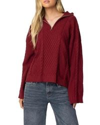 Edikted - Cable Stitch Oversize Quarter Zip Pullover Sweater - Lyst