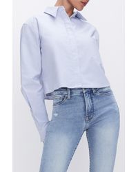 GOOD AMERICAN - Crop Cotton Oxford Button-up Shirt - Lyst