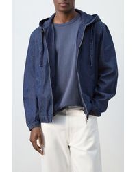 Mango - Hooded Denim Zip Jacket - Lyst