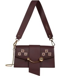 Strathberry - Mini Crescent Floral Embellished Leather Shoulder Bag - Lyst