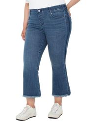 Liverpool Los Angeles - Gia Glider Frayed Side Stripe Pull-On Crop Flare Jeans - Lyst