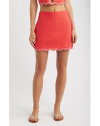 DELUC - Muro Scalloped Hem Linen Blend Skirt - Lyst