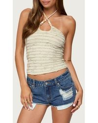 Edikted - Ruffle Crop Halter Top - Lyst