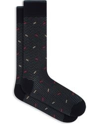 Bugatchi - Herringbone Pattern Mercerized Cotton Blend Dress Socks - Lyst