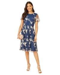 Yumi' - Embroidered Floral Skater Dress - Lyst