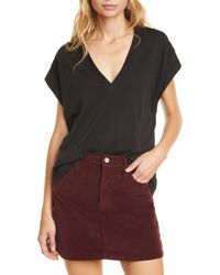 FRAME - Le Mid Rise V-neck T-shirt - Lyst