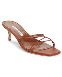 Manolo Blahnik - Ninefemu Strappy Kitten Heel Slide Sandal - Lyst