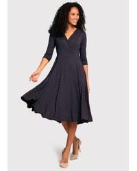 Alie Street London - Annie V-Neck 3/Sleeve Midi Dress - Lyst