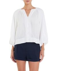 English Factory - Gathered Front Button Top - Lyst