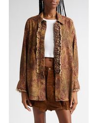 R13 - Drop Neck Paisley Corduroy Button-Up Tuxedo Shirt - Lyst