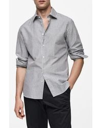 Mango - Regular Fit Stripe Cotton & Linen Button-Up Shirt - Lyst