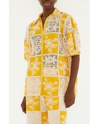 FARM Rio - Lace Patchwork Cotton Button-Up Shirt - Lyst