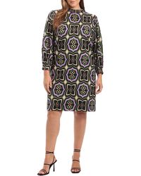 DONNA MORGAN FOR MAGGY - Abstract Print Balloon Sleeve Shift Dress - Lyst