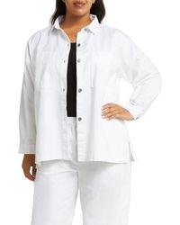 Eileen Fisher - Boxy Stretch Organic Cotton & Hemp Shirt Jacket - Lyst