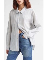 Kuro - Quiet Stripe Piped Cotton Button-Up Shirt - Lyst