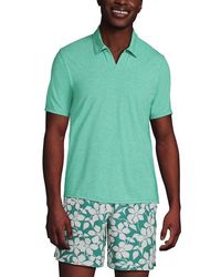 Lands' End - Upf 50 Short Sleeve Johnny Collar Polo Rash Guard Shirt - Lyst