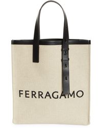 Ferragamo - Logo Canvas Tote Bag With Removable Pouch - Lyst