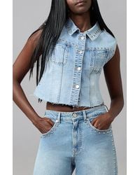 Lola Denim - Gabbie Cropped Denim Vest - Lyst